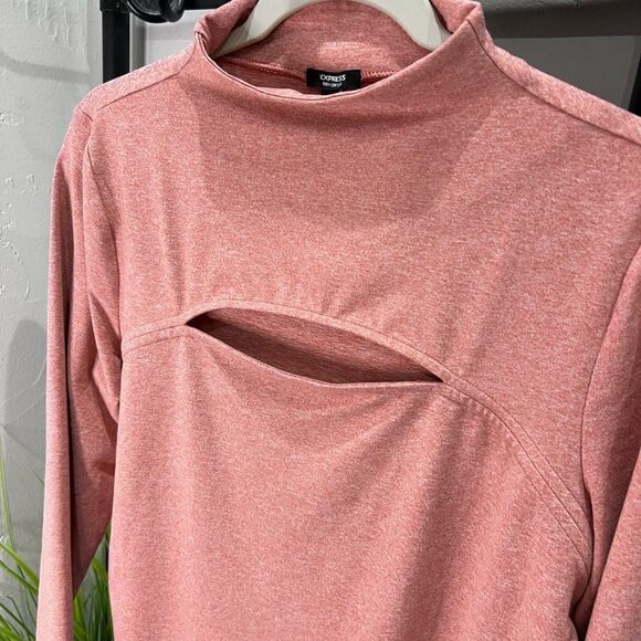 Express mock neck cut out long sleeve body suit mauve thong size XL - Picture 2 of 14